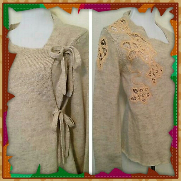 {Anthro} Moth’s “Frosted Panes” Lace/Crochet Inset Cardigan - Picture 4 of 4